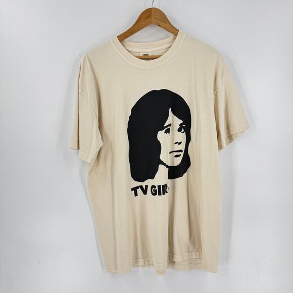 TV Girl Band Graphic T-Shirt Beige Oversized Cotton Short Sleeve Tee Size XL - Picture 1 of 7